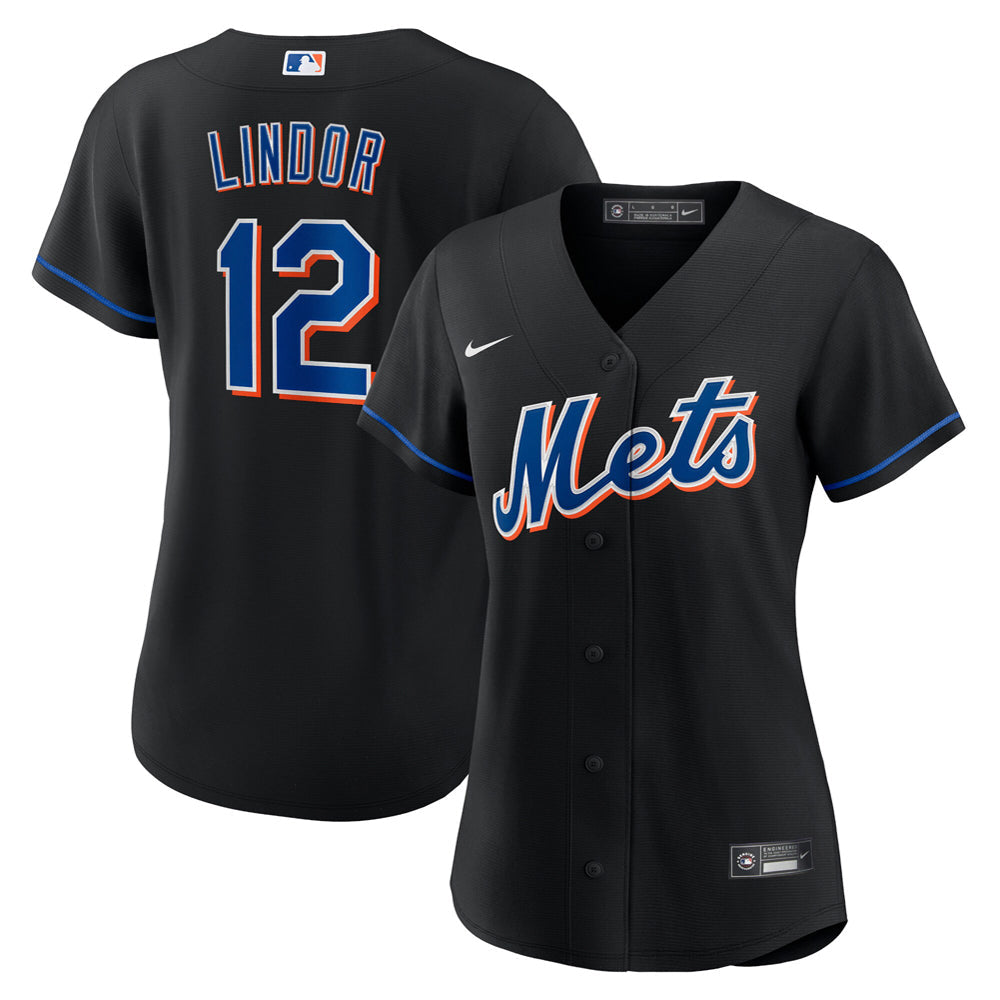 Women's New York Mets Francisco Lindor Alternate Player Jersey - Black