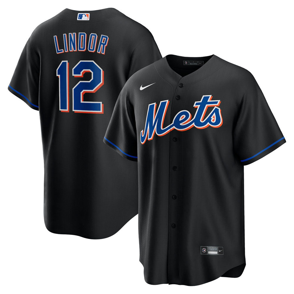 Men's New York Mets Francisco Lindor Alternate Player Jersey - Black